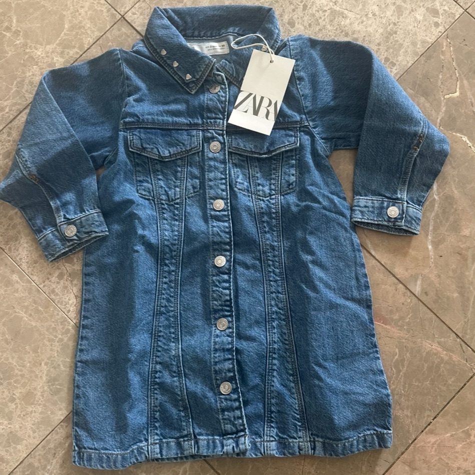 Zara Kids Classic Blue Heart Denim Dress